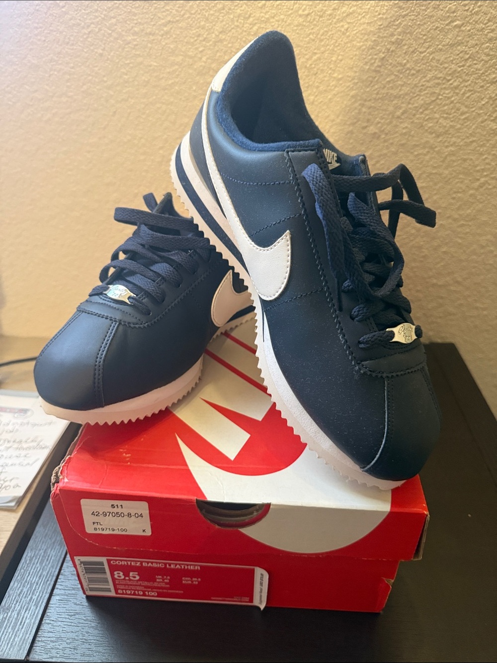 Nike Men's Navy Blue soft Leather Basic OG ‘72 Cortez Sneakers